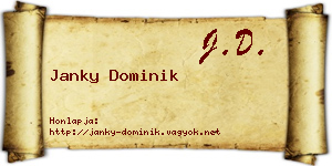 Janky Dominik névjegykártya